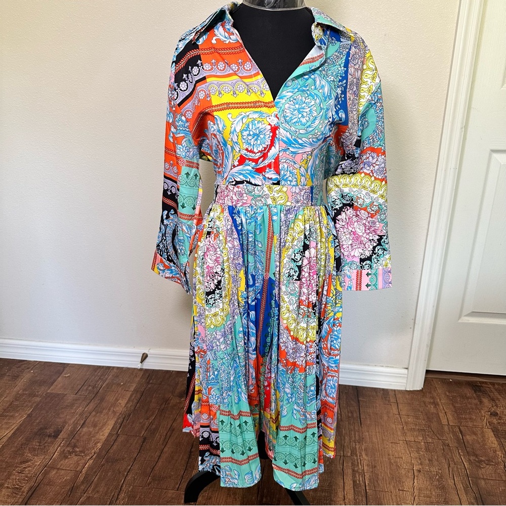 NWOT XPLUSWEAR Long Sleeve Pleated Dress XL